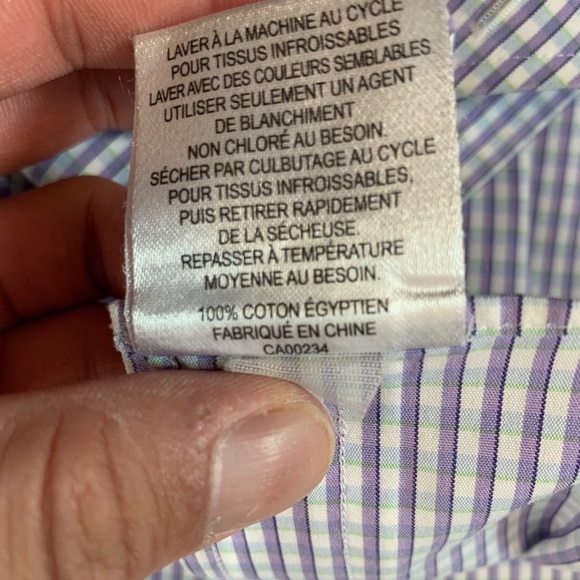 Hudson Room Slim Fit 80's Two Ply Mens Dress Shirt Check White/Purple Sz 15 - Picture 5 of 5